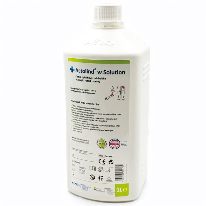 Antimikrobiální výplach pro čištění, zvlhčení a péči o rány, Actolind® w Solution