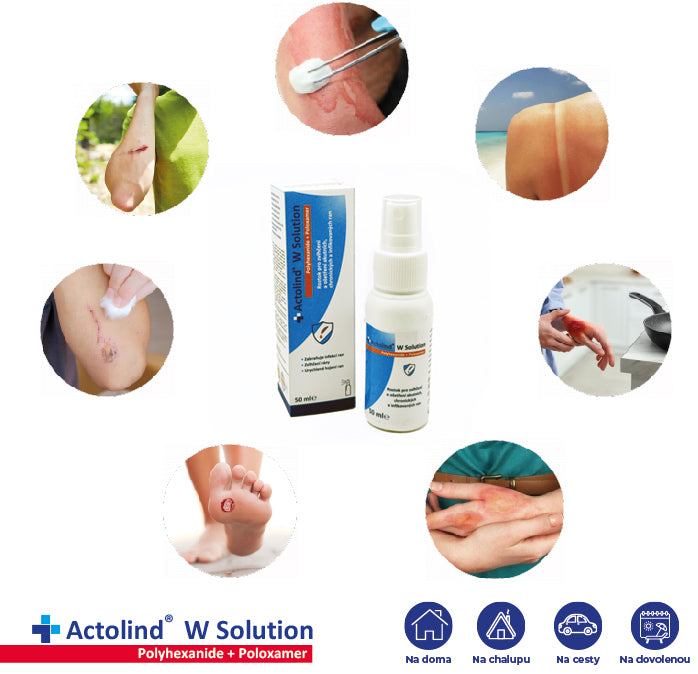 Antimikrobiální výplach pro čištění, zvlhčení a péči o rány, Actolind® w Solution