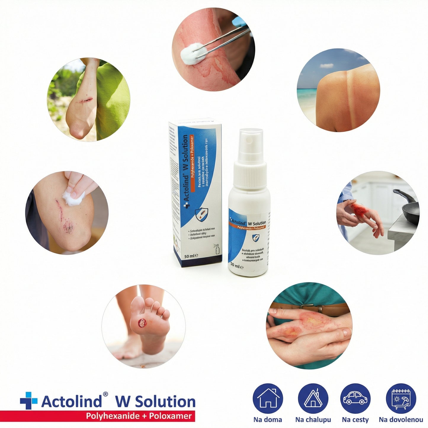 Antimicrobial rinse for cleaning, moisturizing and wound care, Actolind® w Solution, spray 250ml