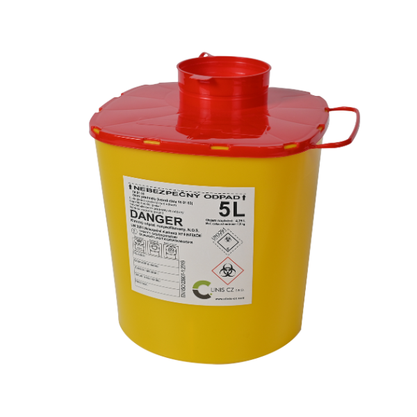 Disposable container for needles and sharps, volume 0.5 l