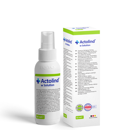 Antimicrobial rinse for cleaning, moisturizing and wound care, Actolind® w Solution, spray 50ml