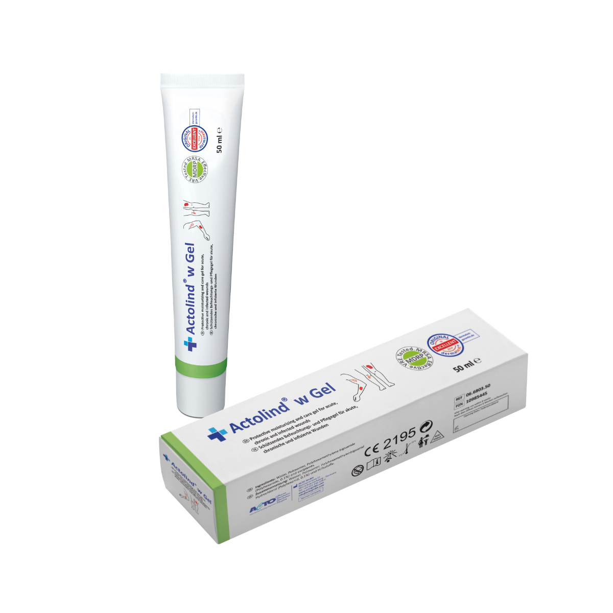 Protective moisturizing and healing gel for acute, chronic and infected wounds with antimicrobial effect, Actolind® w Gel