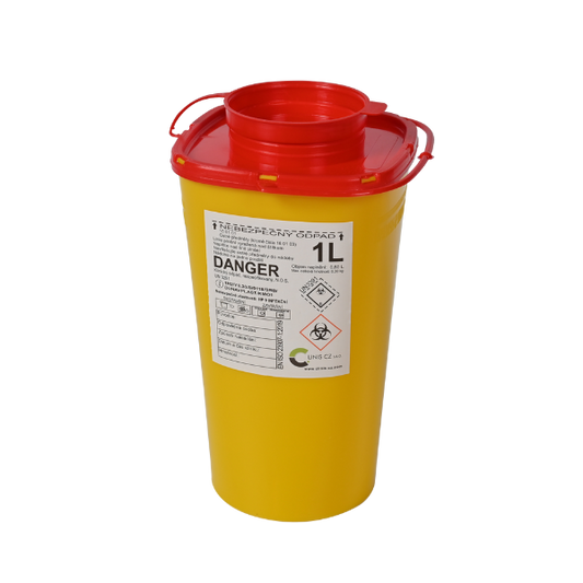 Jednorázová nádoba na jehly a ostré předměty, objem 1.0 l