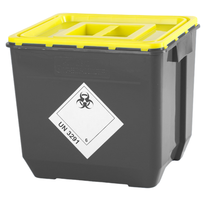 PPM series clinical waste containers, black, yellow lid, volume 30l