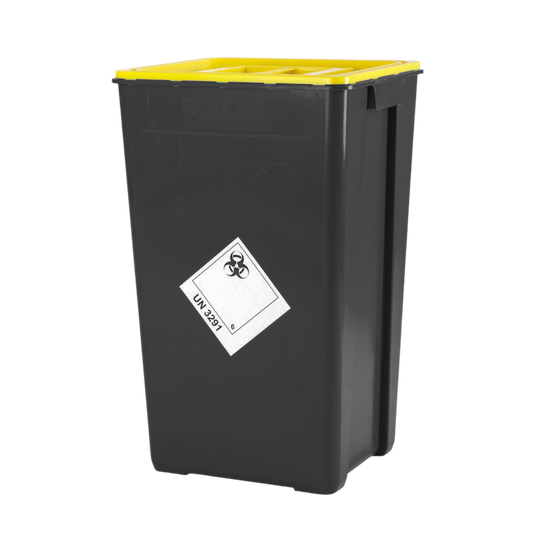 Nádoby na klinický odpad řady PPM, černá, žluté víko, objem 50l